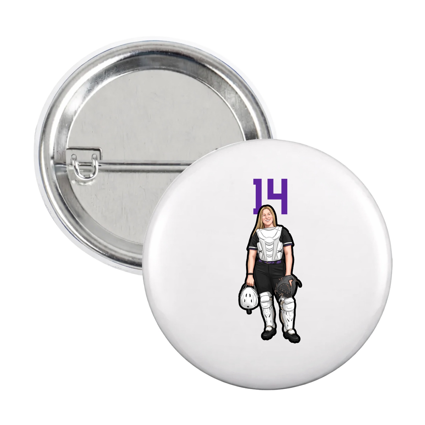 Game Day Button — Number Top in White