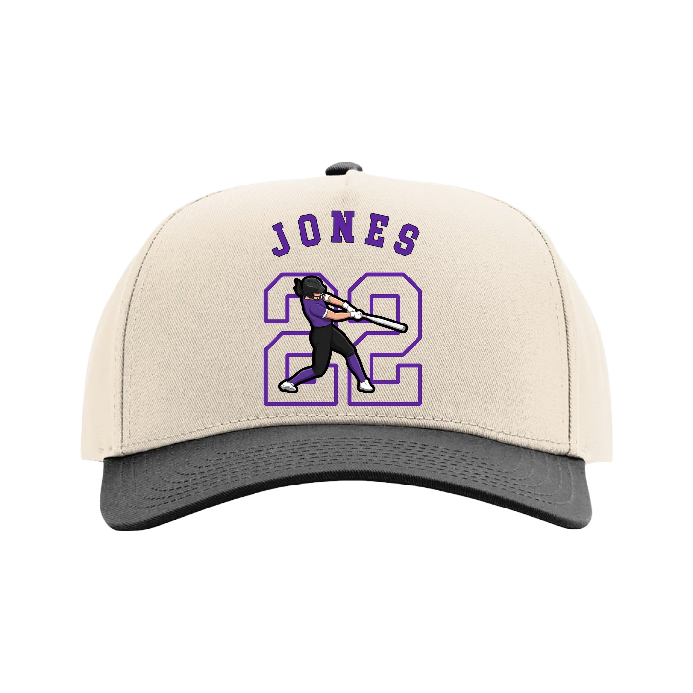 Full Fabric Five-Panel Champ Cap — Shirsey Arch in Cream/Black