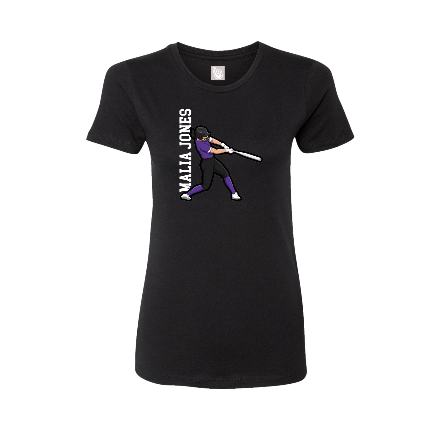 Fitted Women's Tee — Name Vertical in Black