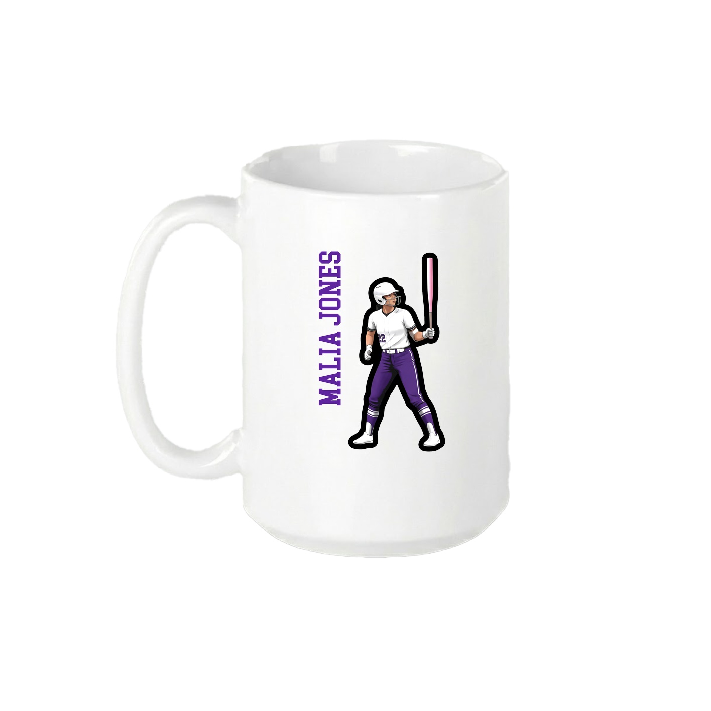 15oz Coffee Mug — Name Vertical in White