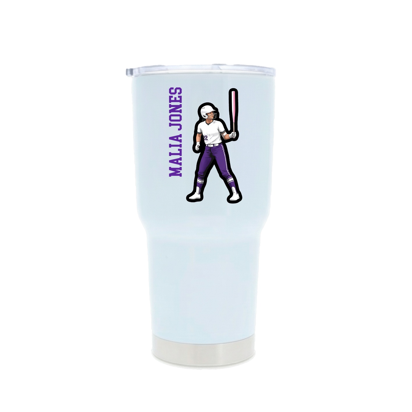 30oz Stainless Steel Tumbler — Name Vertical in White