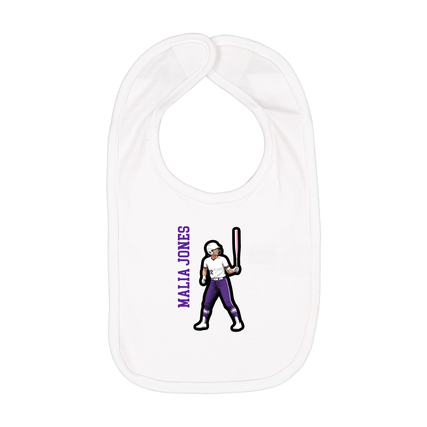 Infant Bib — Name Vertical in White