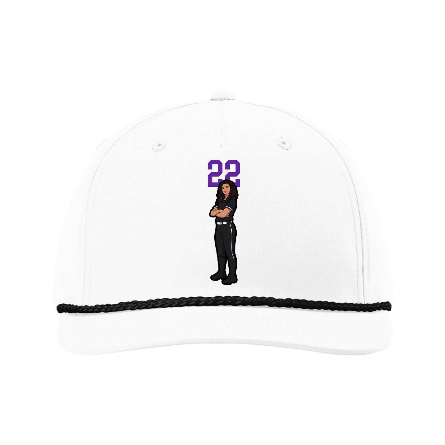 Five-Panel Classic Rope Cap — Number Top in White