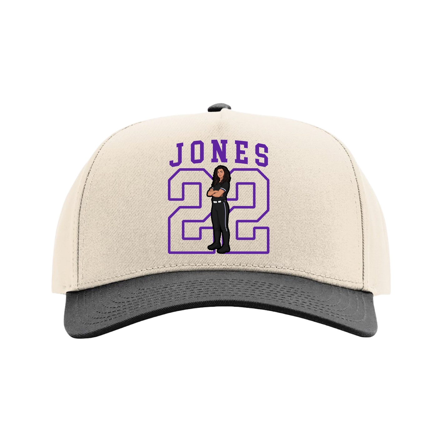 Full Fabric Five-Panel Champ Cap — Shirsey in Cream/Black