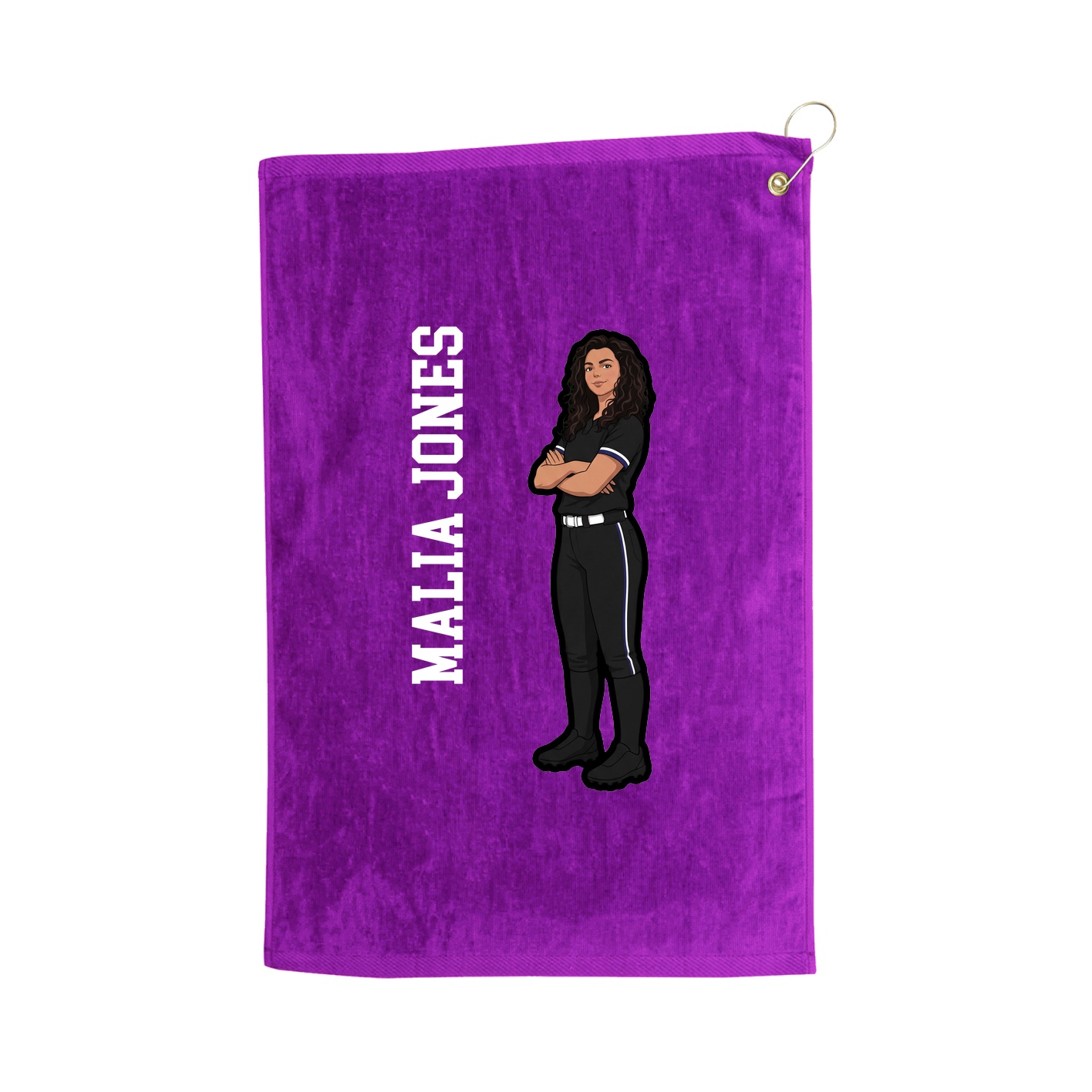 Golf Towel — Name Vertical in Purple