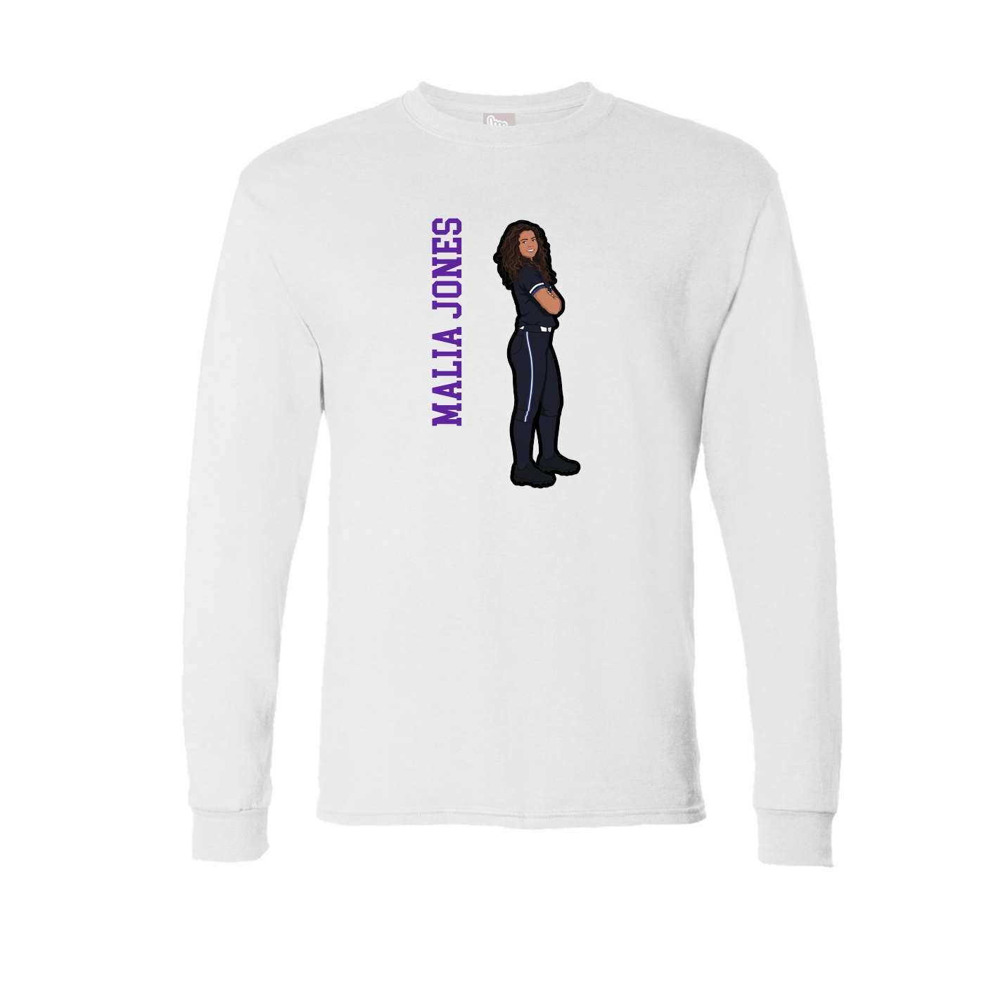 Long Sleeve Tee — Name Vertical in White