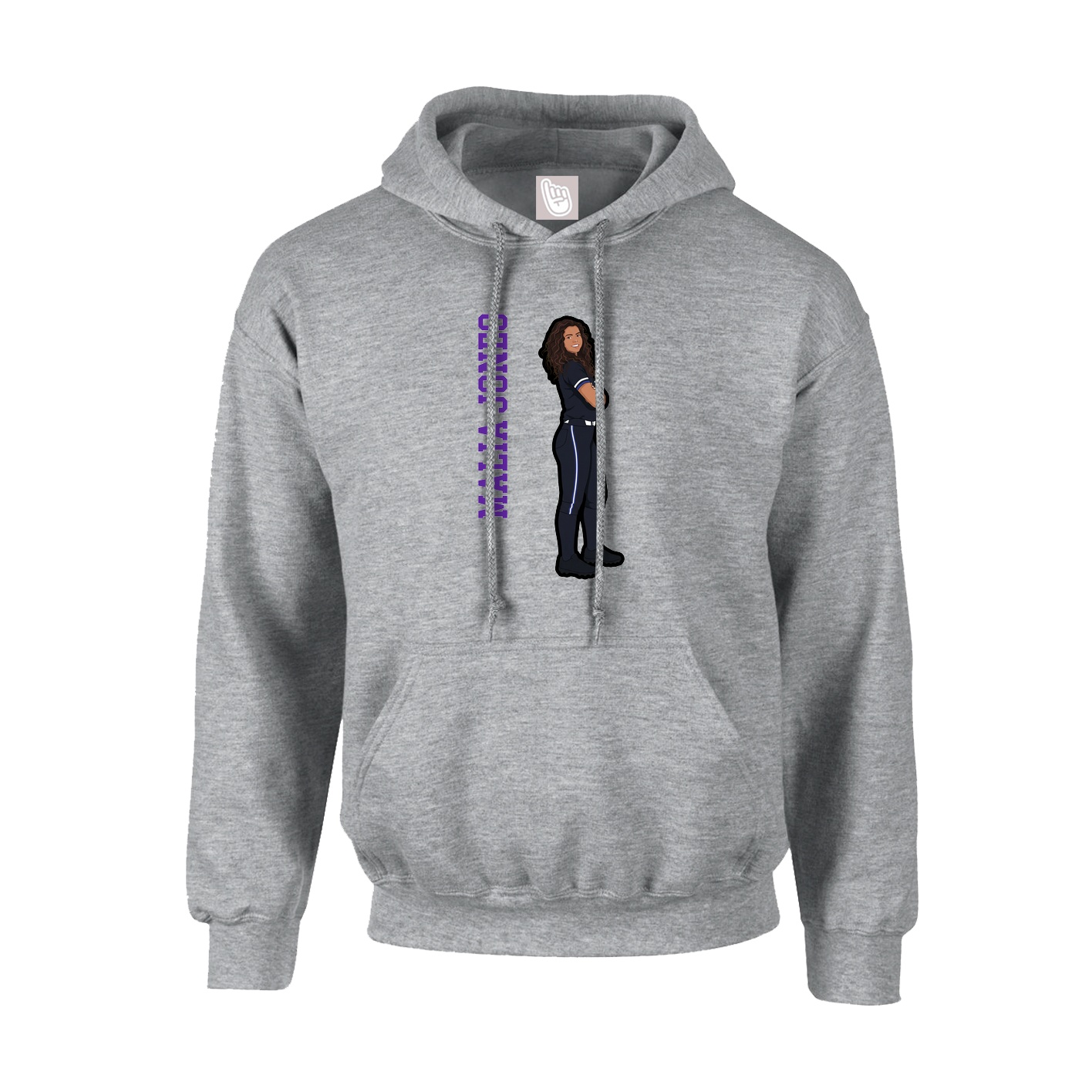 Youth Hoodie — Name Vertical in Grey