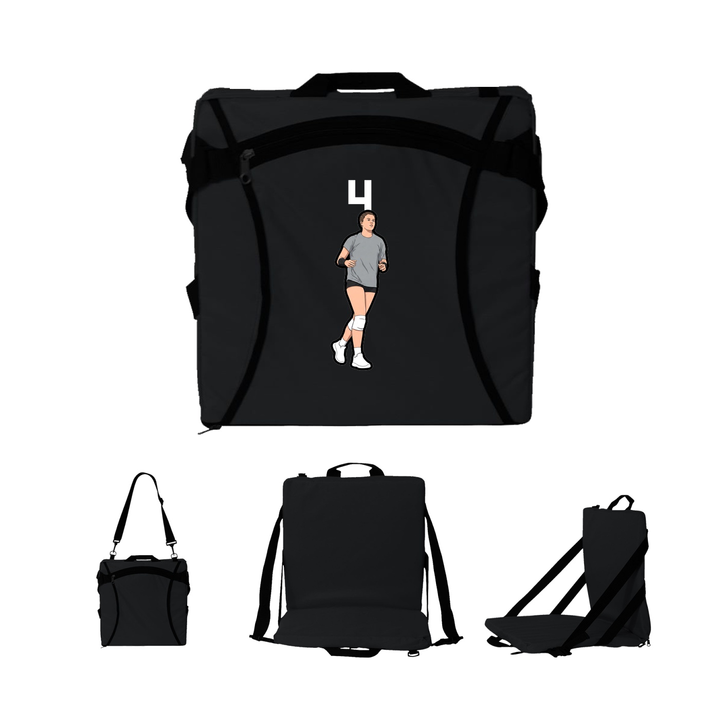 Folding Stadium Seat — Number Top in Black