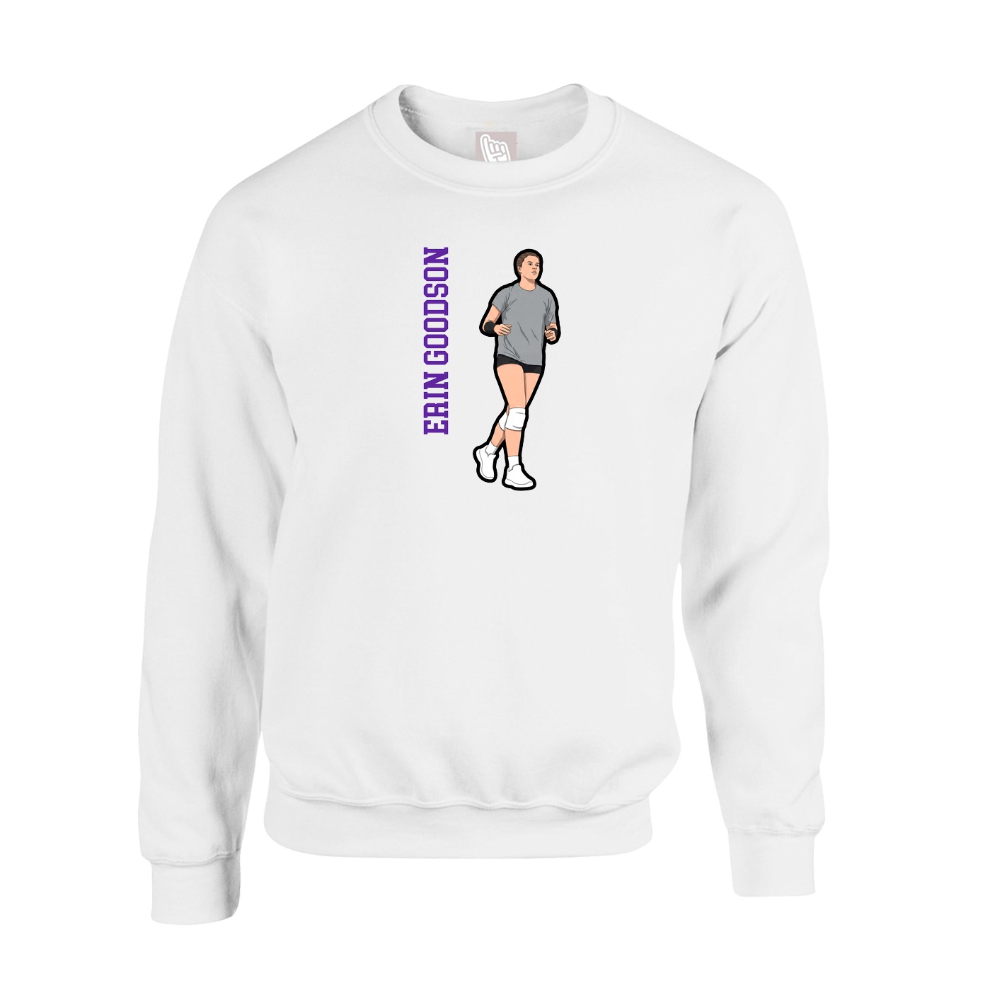 Fleece Crew — Name Vertical in White