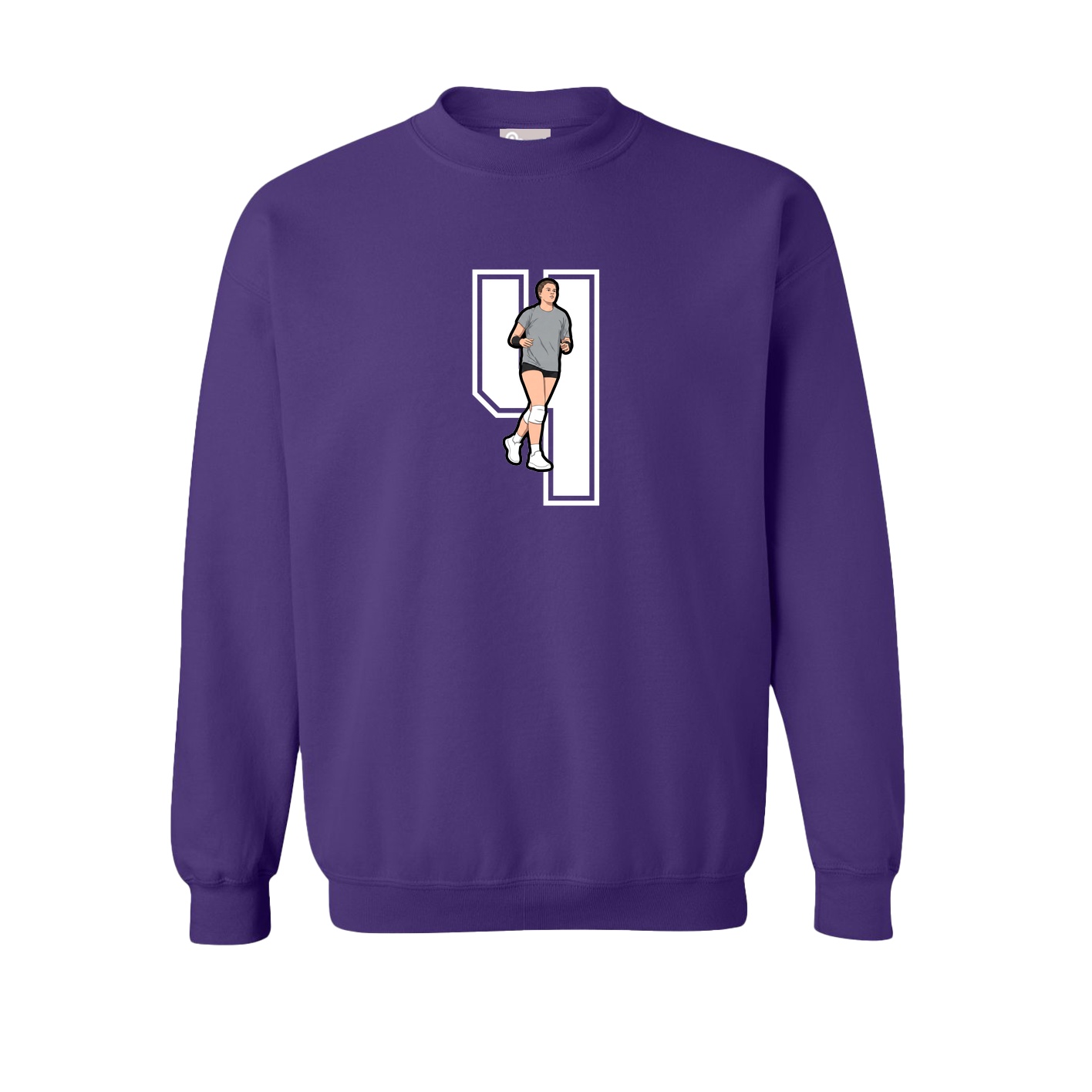 Fleece Crew — Number in Purple