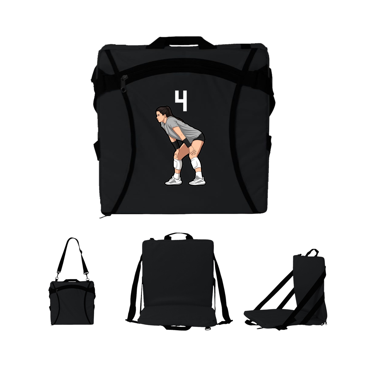 Folding Stadium Seat — Number Top in Black