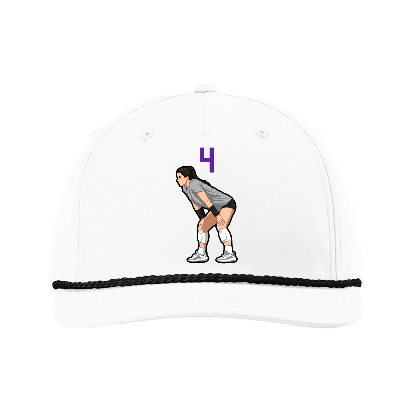 Five-Panel Classic Rope Cap — Number Top in White