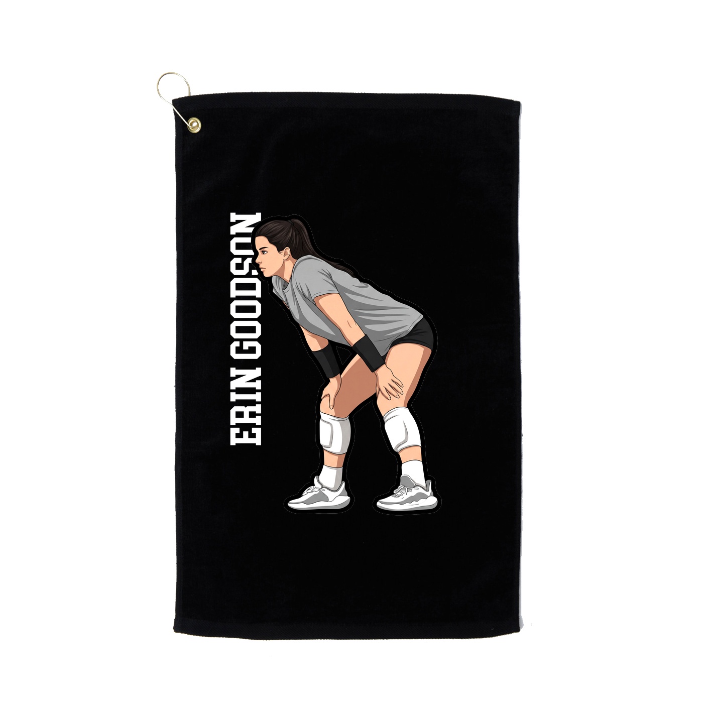 Golf Towel — Name Vertical in Black