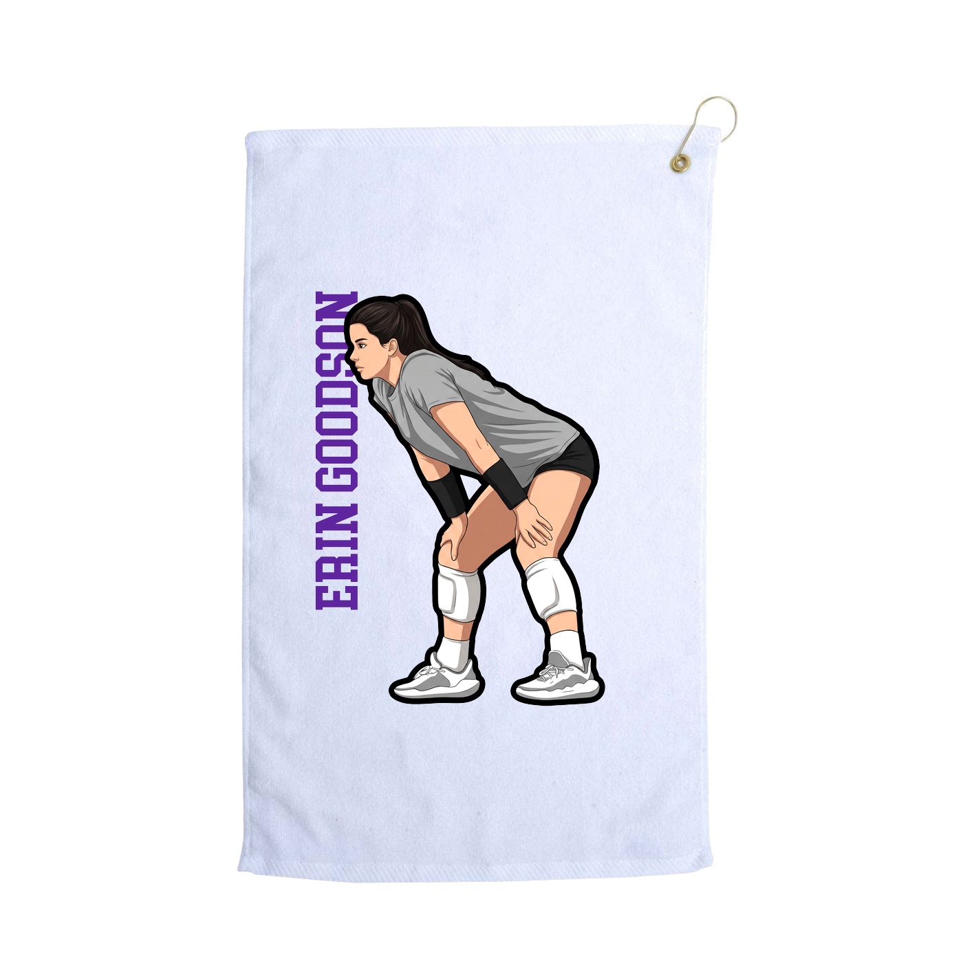 Golf Towel — Name Vertical in White