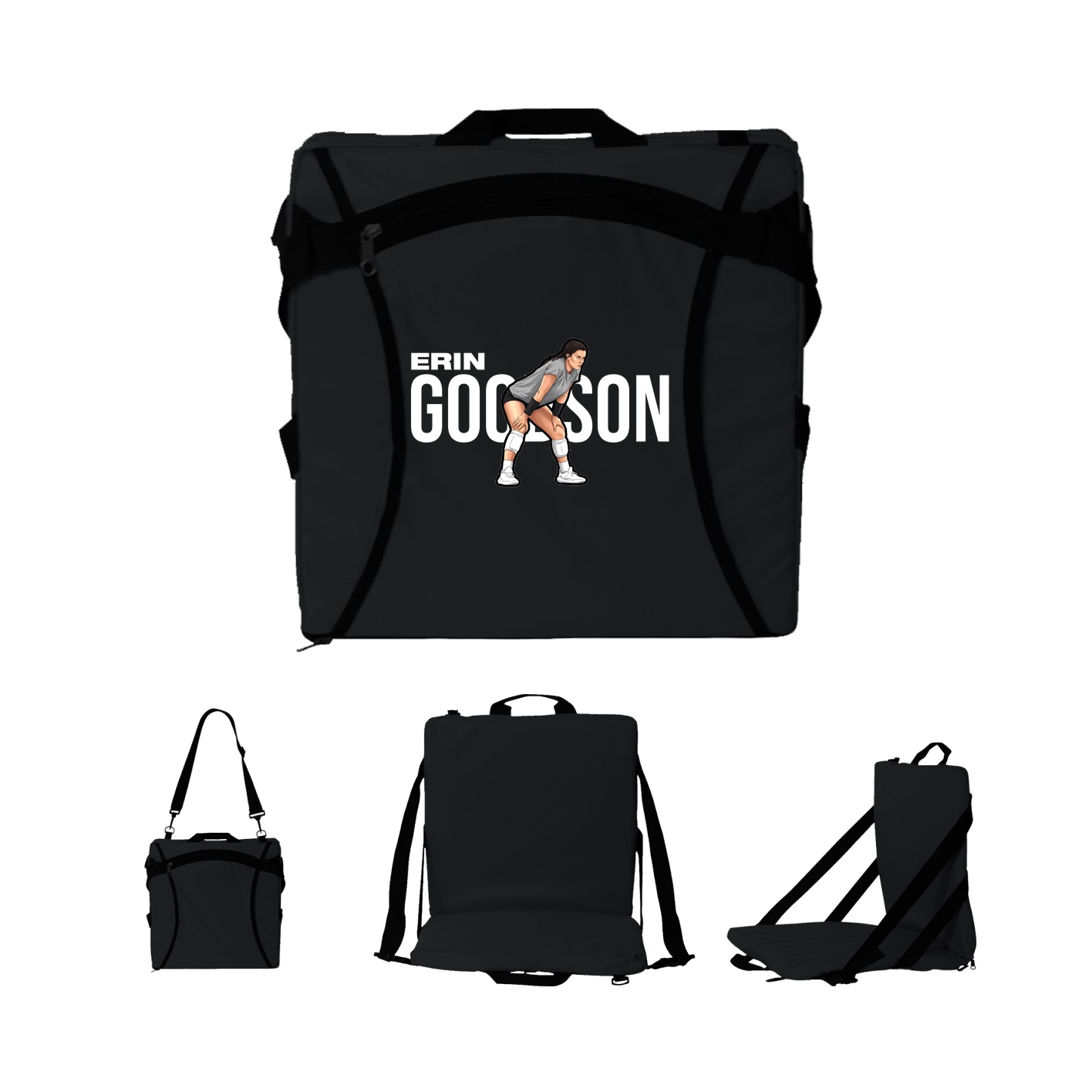 Folding Stadium Seat — Player Name in Black