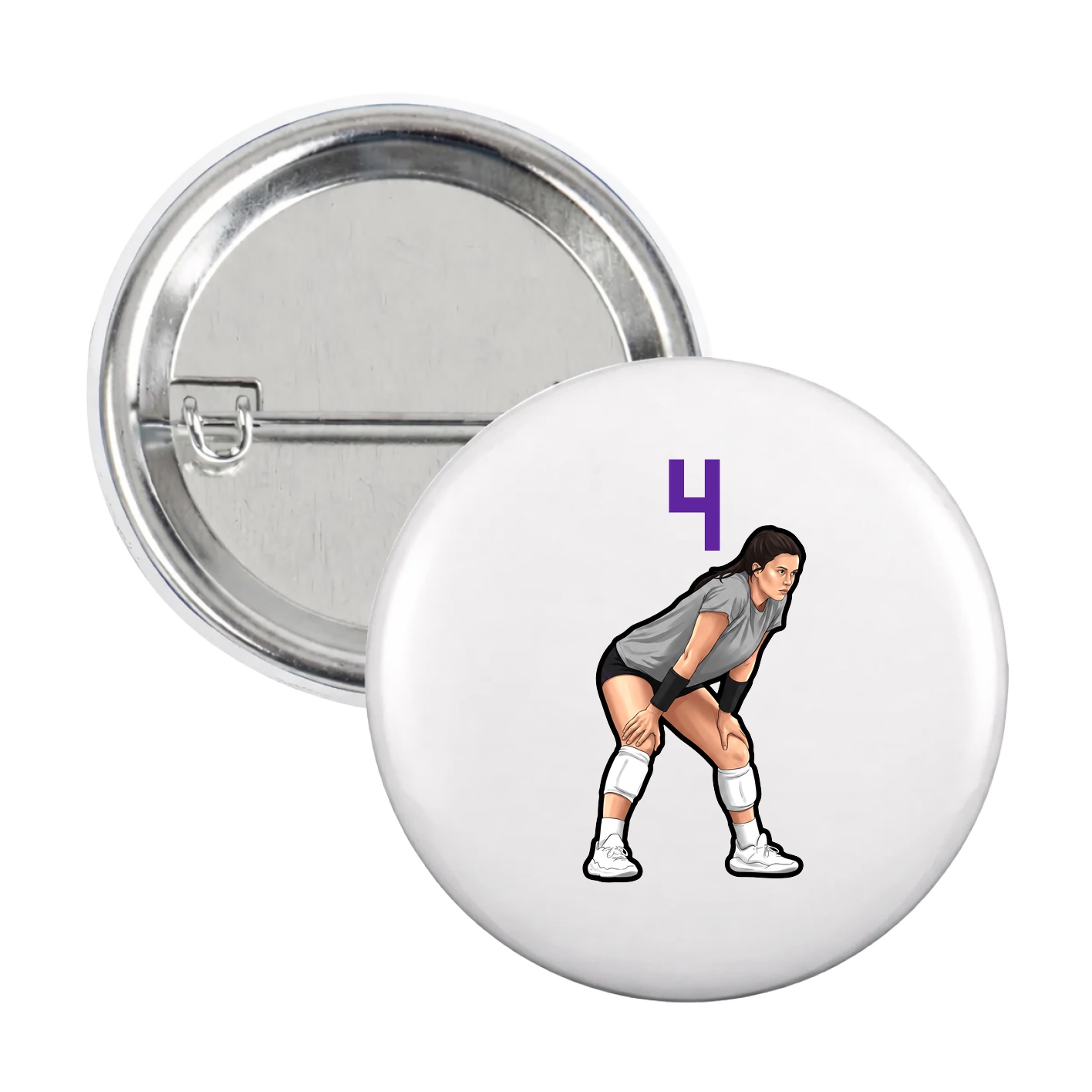Game Day Button — Number Top in White
