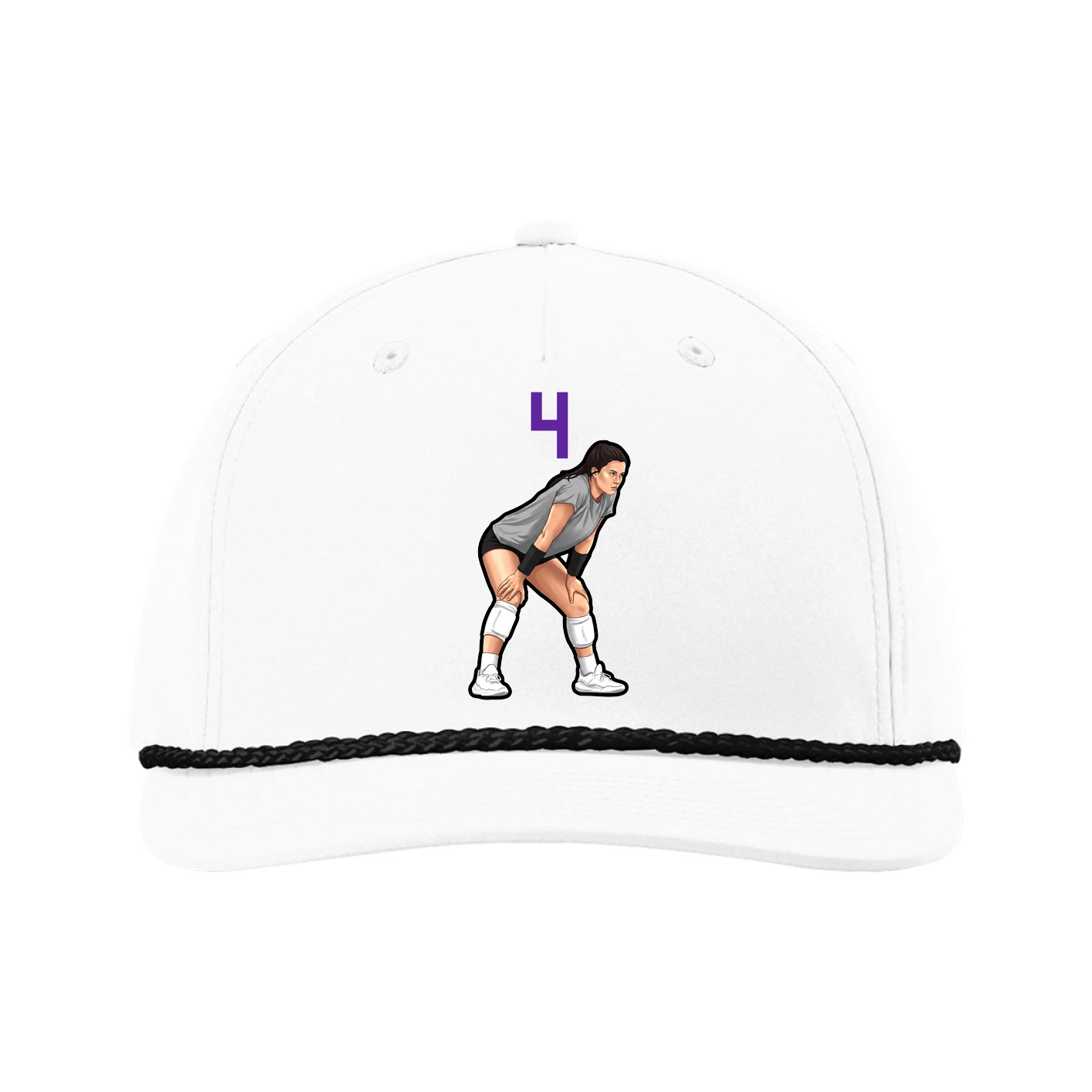 Five-Panel Classic Rope Cap — Number Top in White