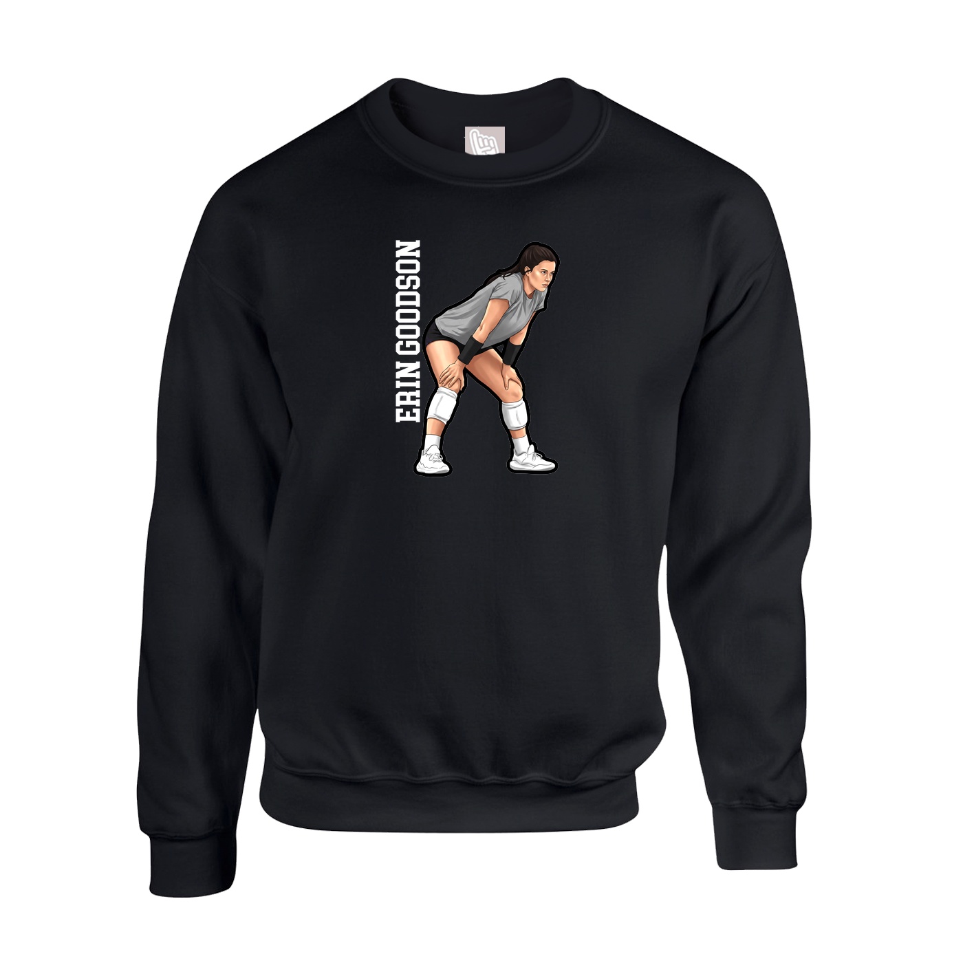 Fleece Crew — Name Vertical in Black