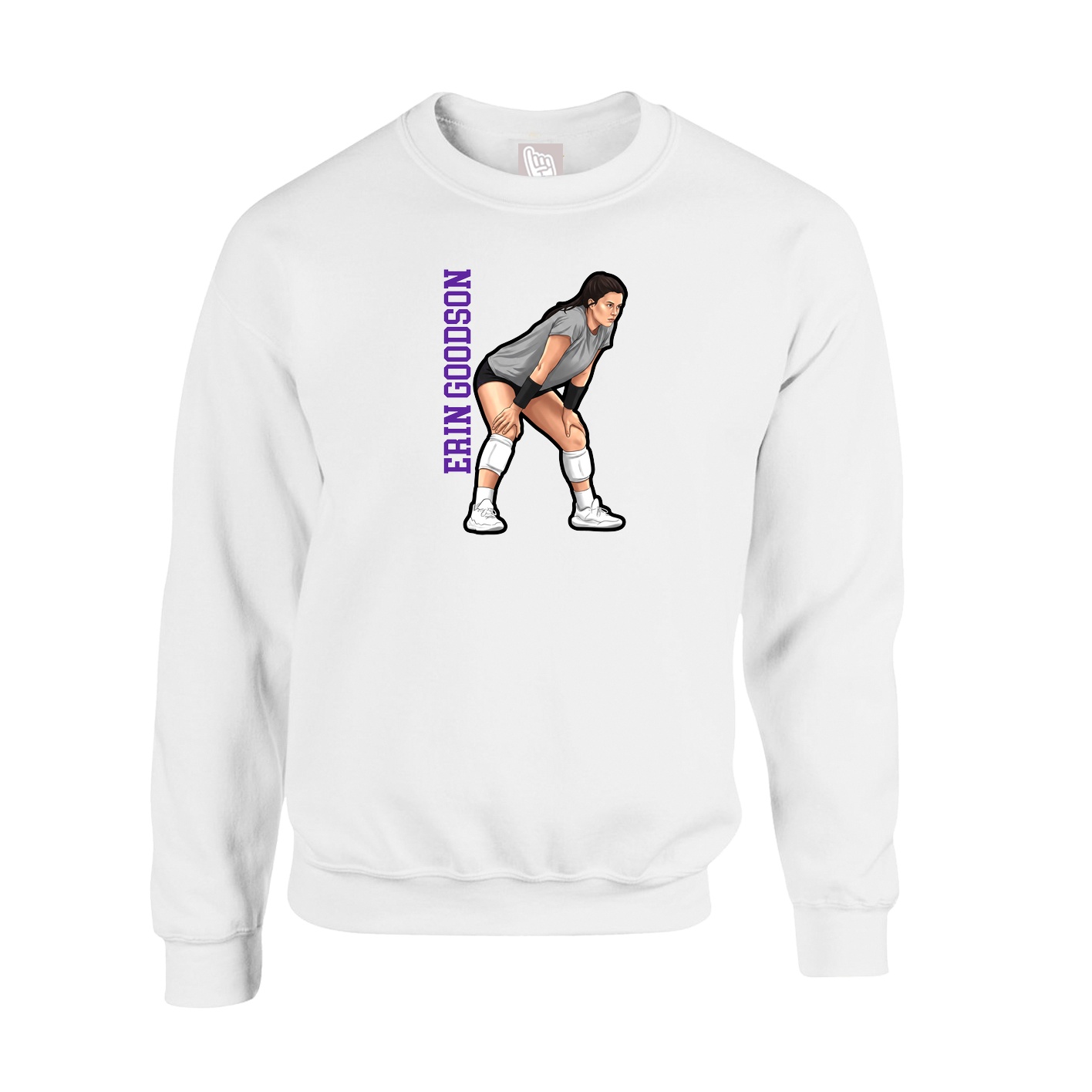 Fleece Crew — Name Vertical in White
