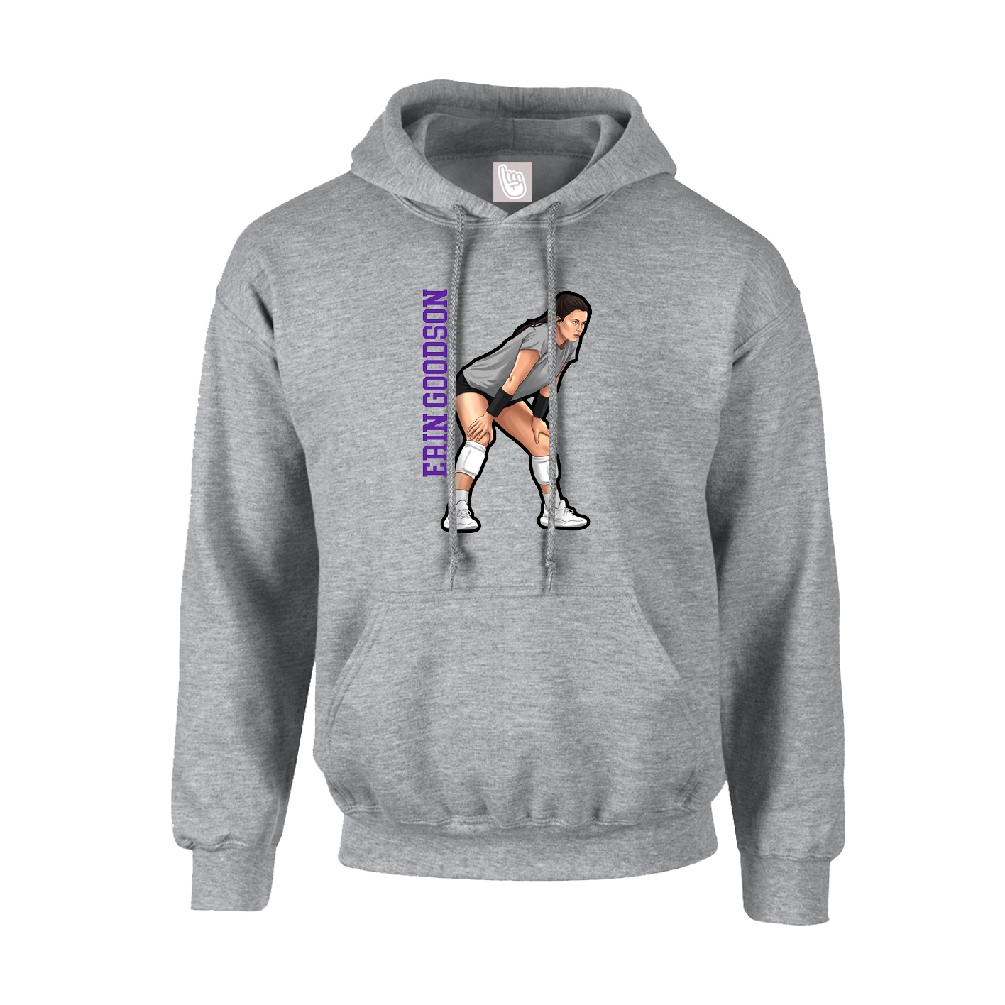Youth Hoodie — Name Vertical in Grey