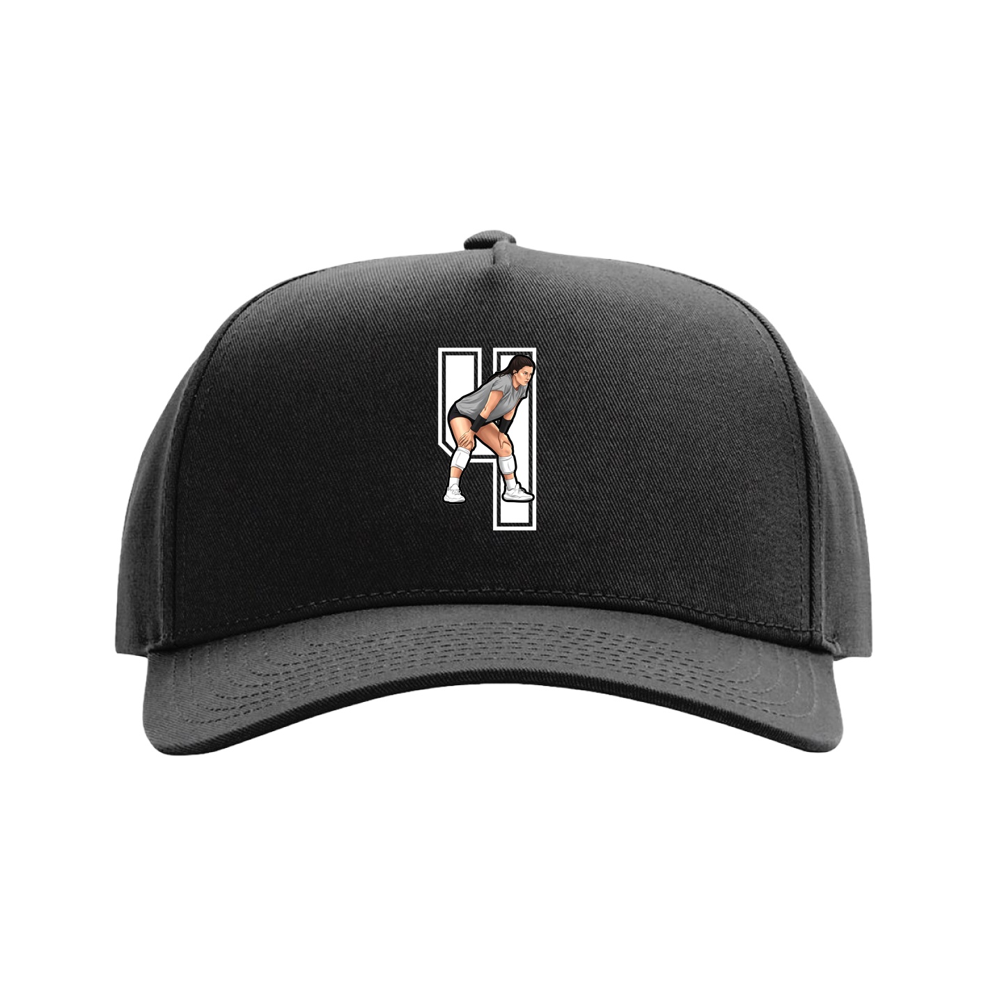 Full Fabric Five-Panel Champ Cap — Number in Black