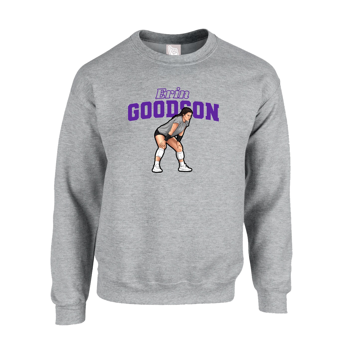 Fleece Crew — Name Arch in Grey