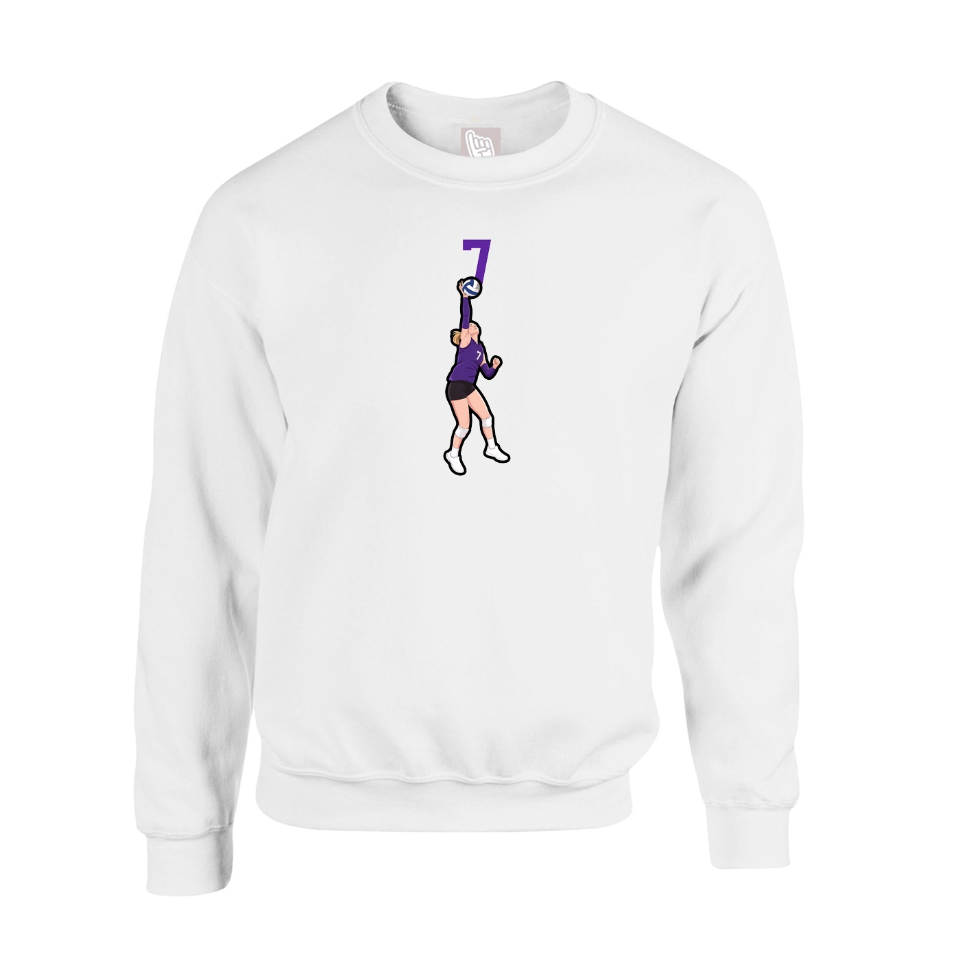 Fleece Crew — Number Top in White