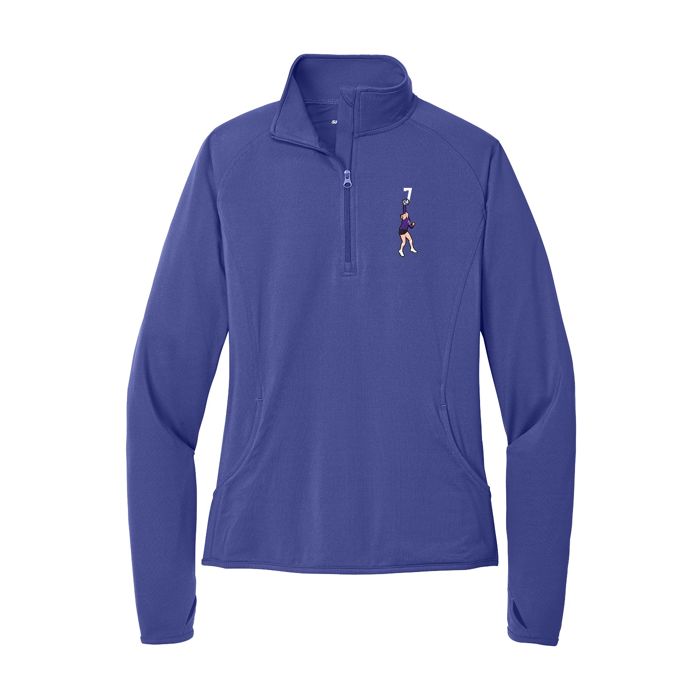 Women's Q-Zip Pullover — Number Top in Purple