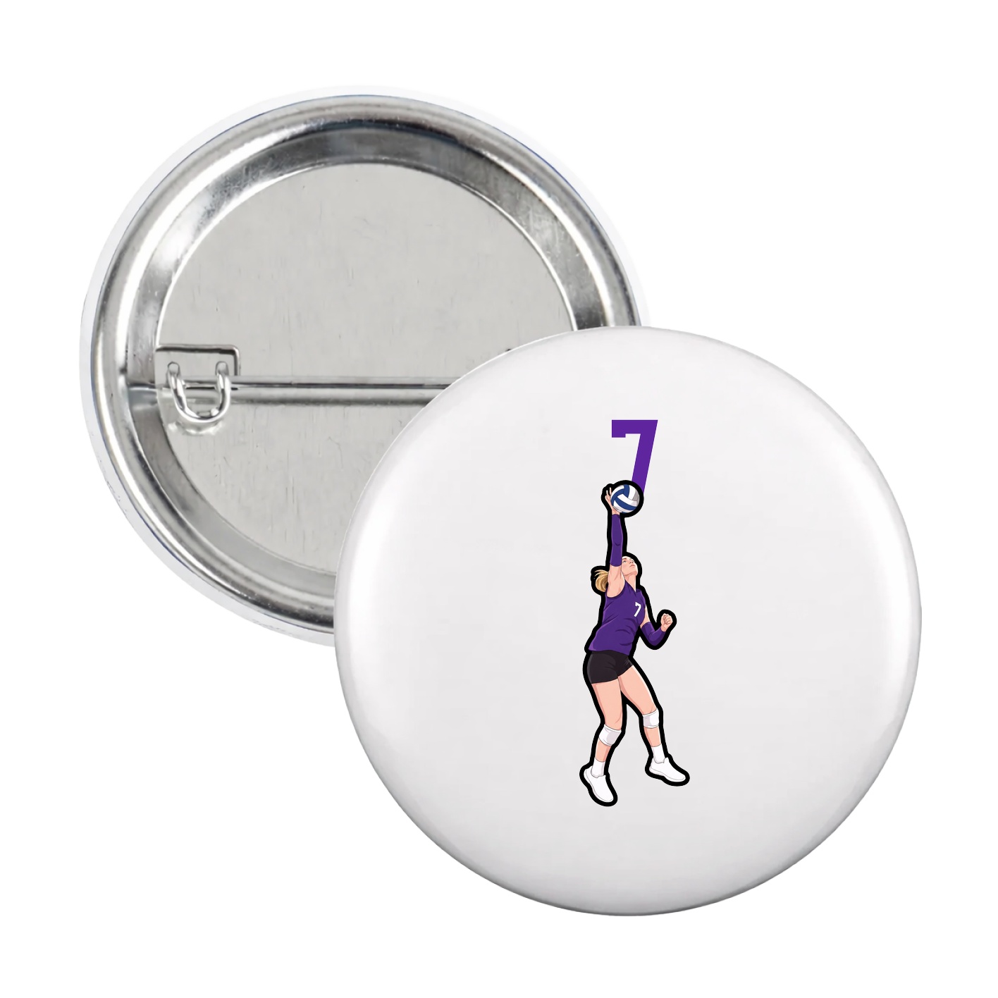 Game Day Button — Number Top in White
