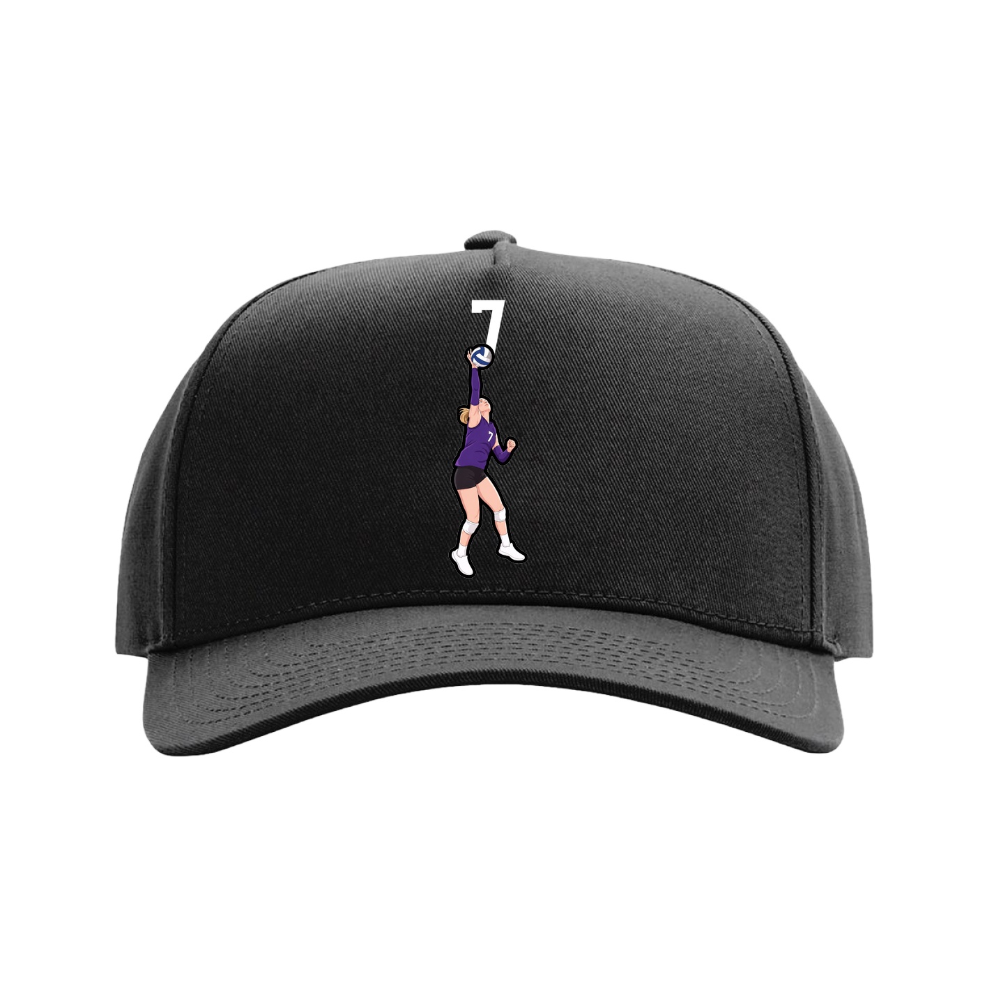 Full Fabric Five-Panel Champ Cap — Number Top in Black
