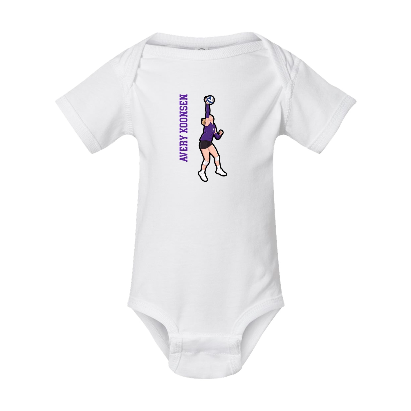 Baby Onesie — Name Vertical in White
