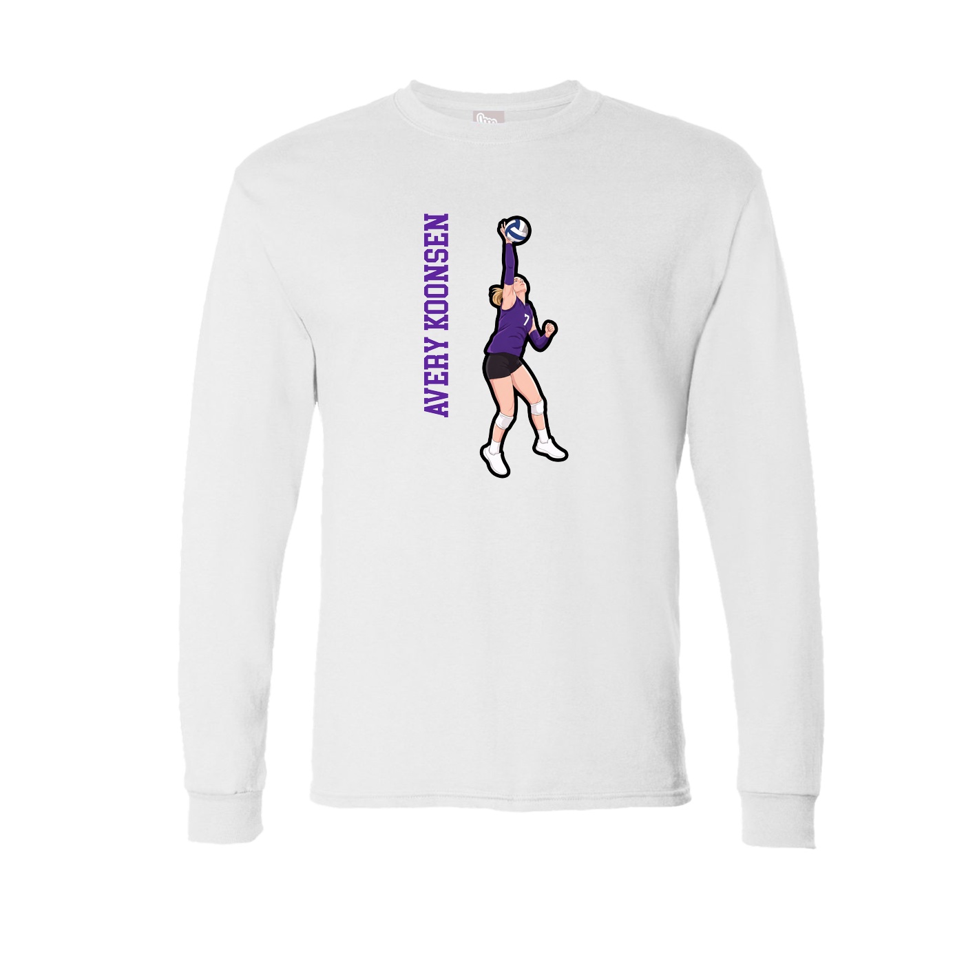 Long Sleeve Tee — Name Vertical in White