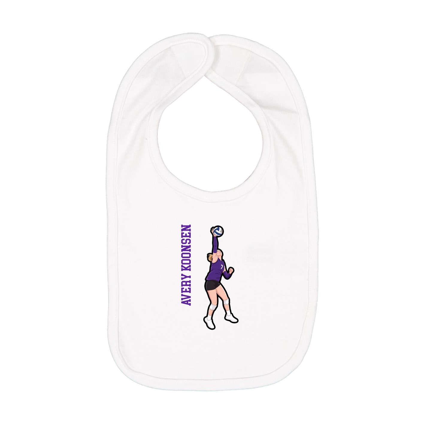 Infant Bib — Name Vertical in White