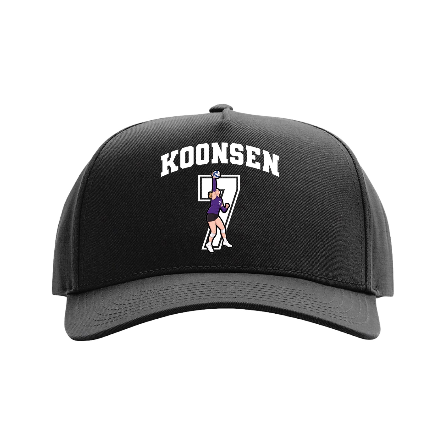 Full Fabric Five-Panel Champ Cap — Number in Black
