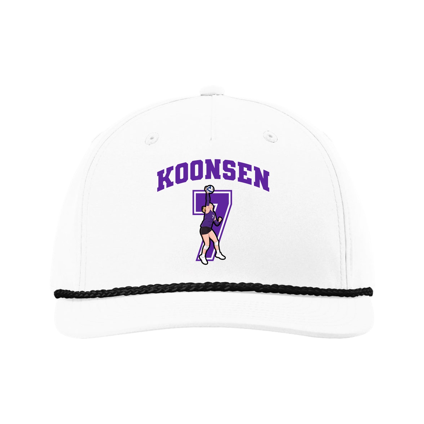 Five-Panel Classic Rope Cap — Number in White