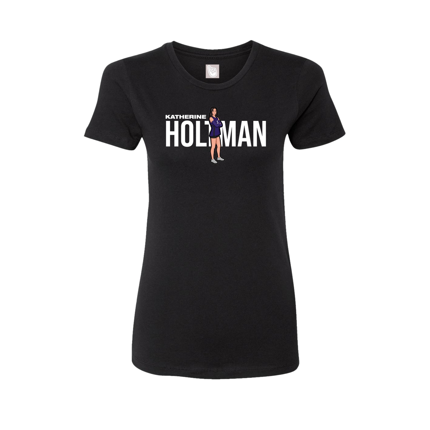 Fitted Women's Tee — Player Name in Black