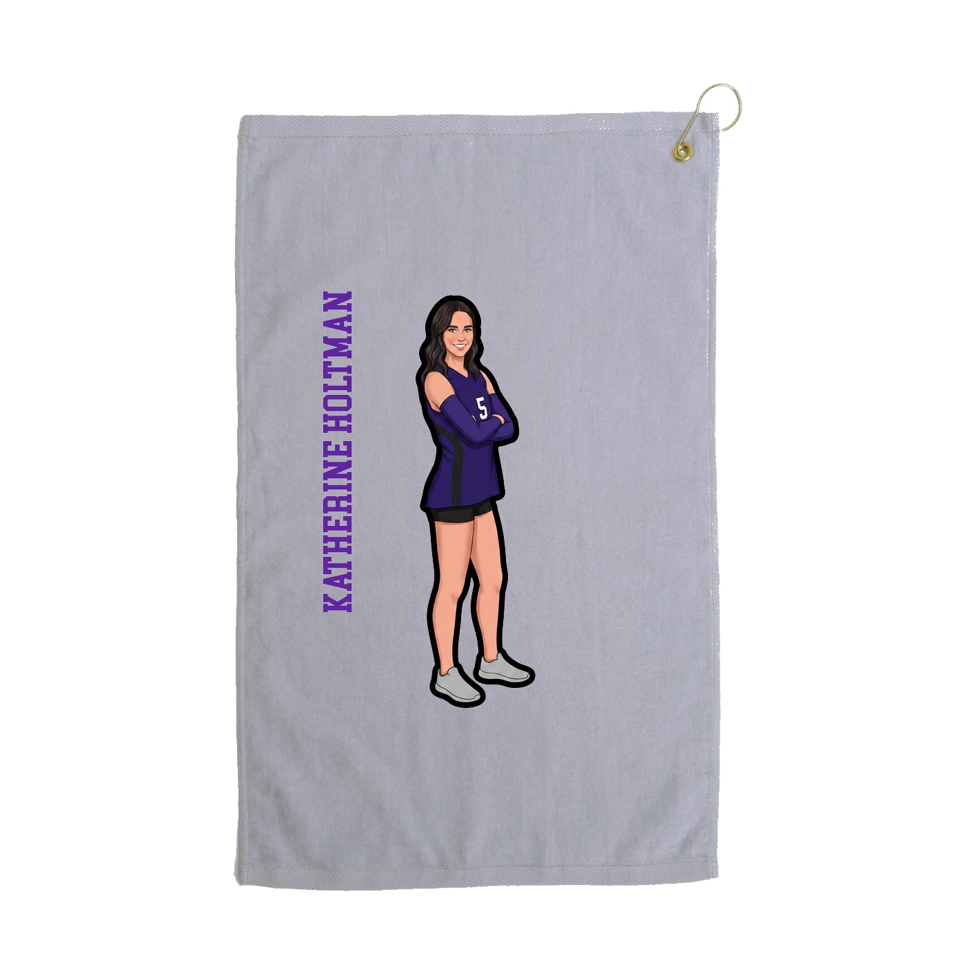 Golf Towel — Name Vertical in Grey