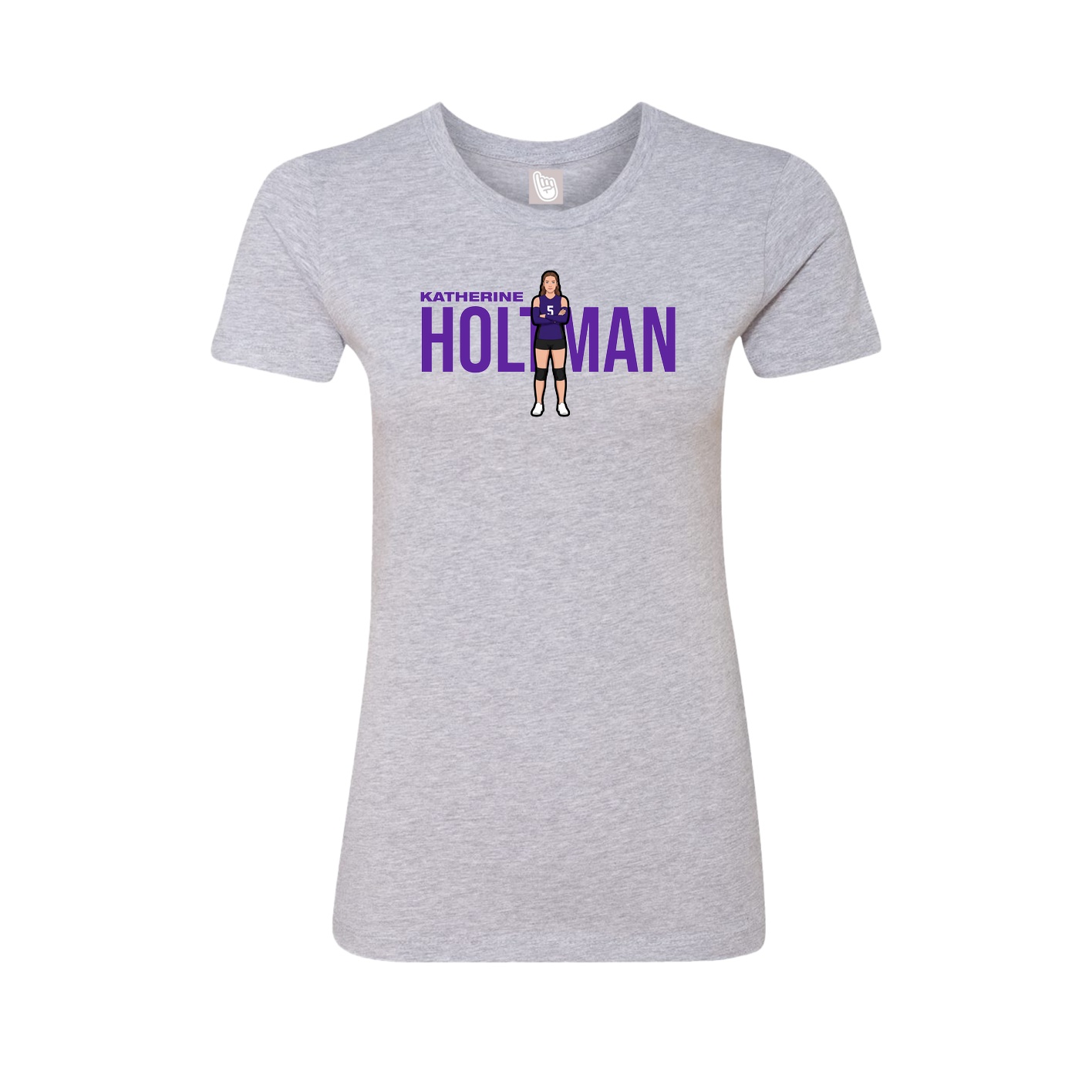 Fitted Women's Tee — Player Name in Grey