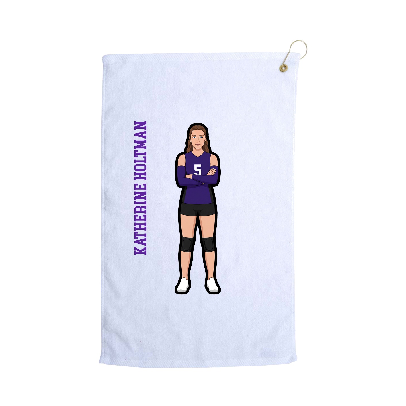 Golf Towel — Name Vertical in White