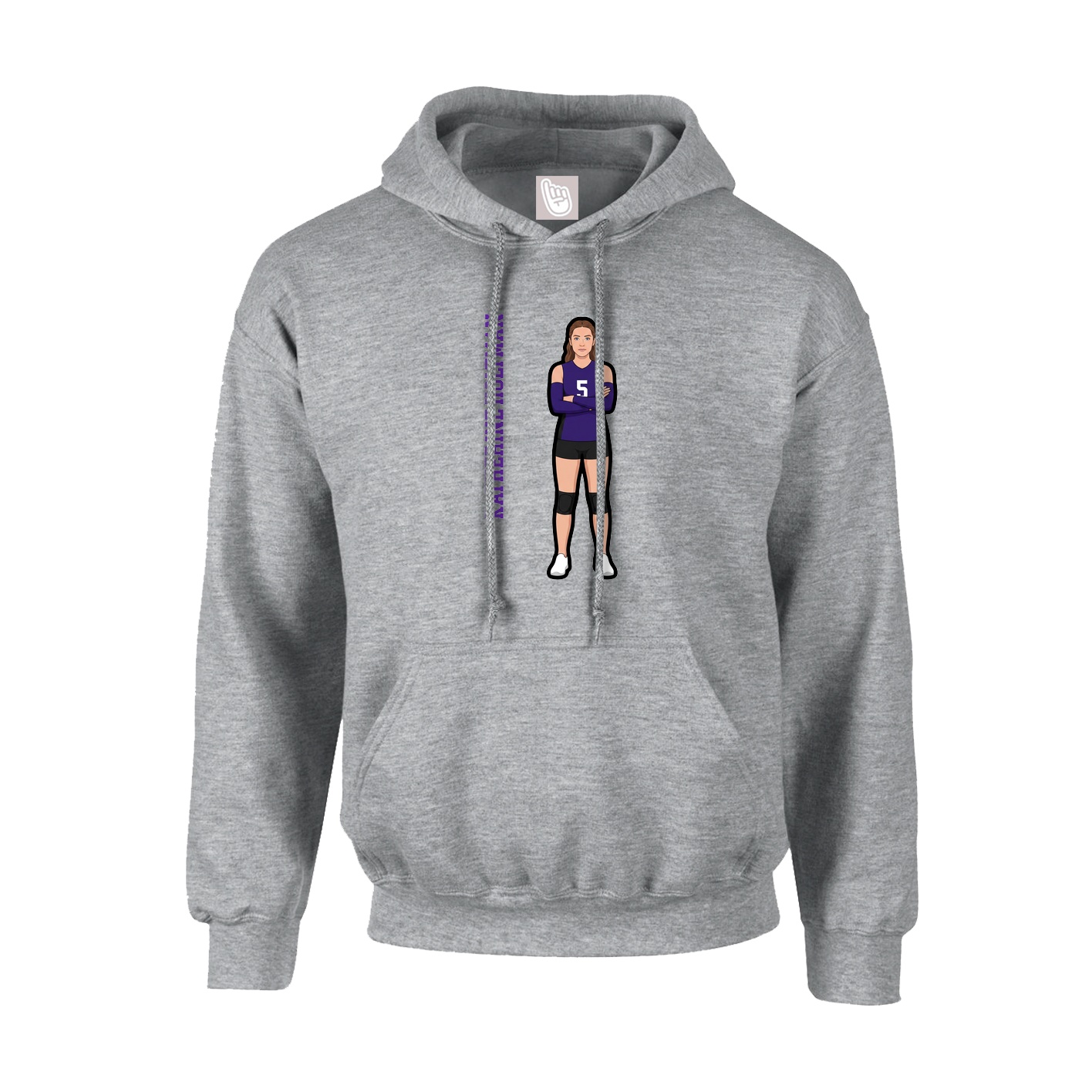 Youth Hoodie — Name Vertical in Grey