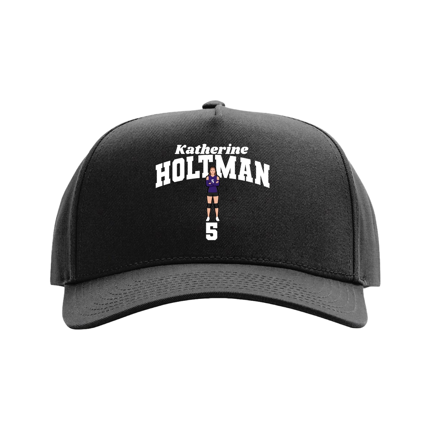 Full Fabric Five-Panel Champ Cap — Signature Arch in Black