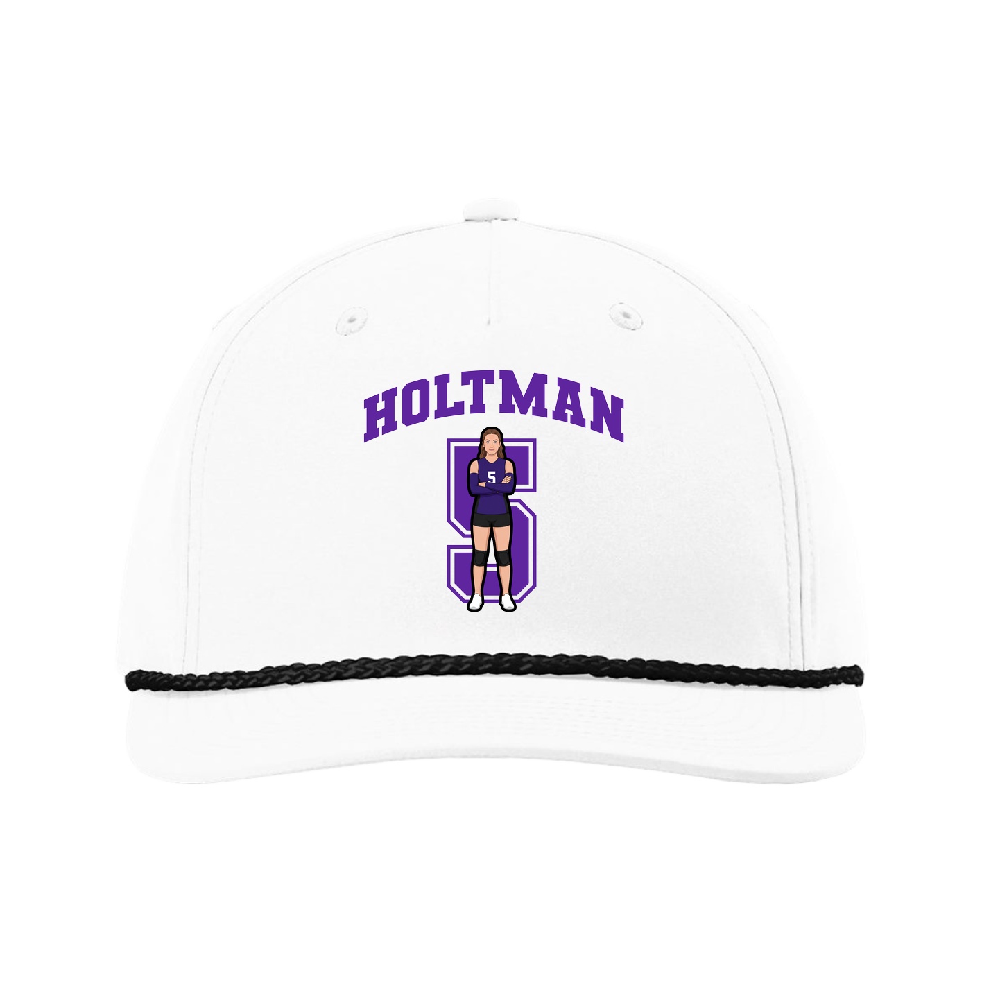 Five-Panel Classic Rope Cap — Number in White