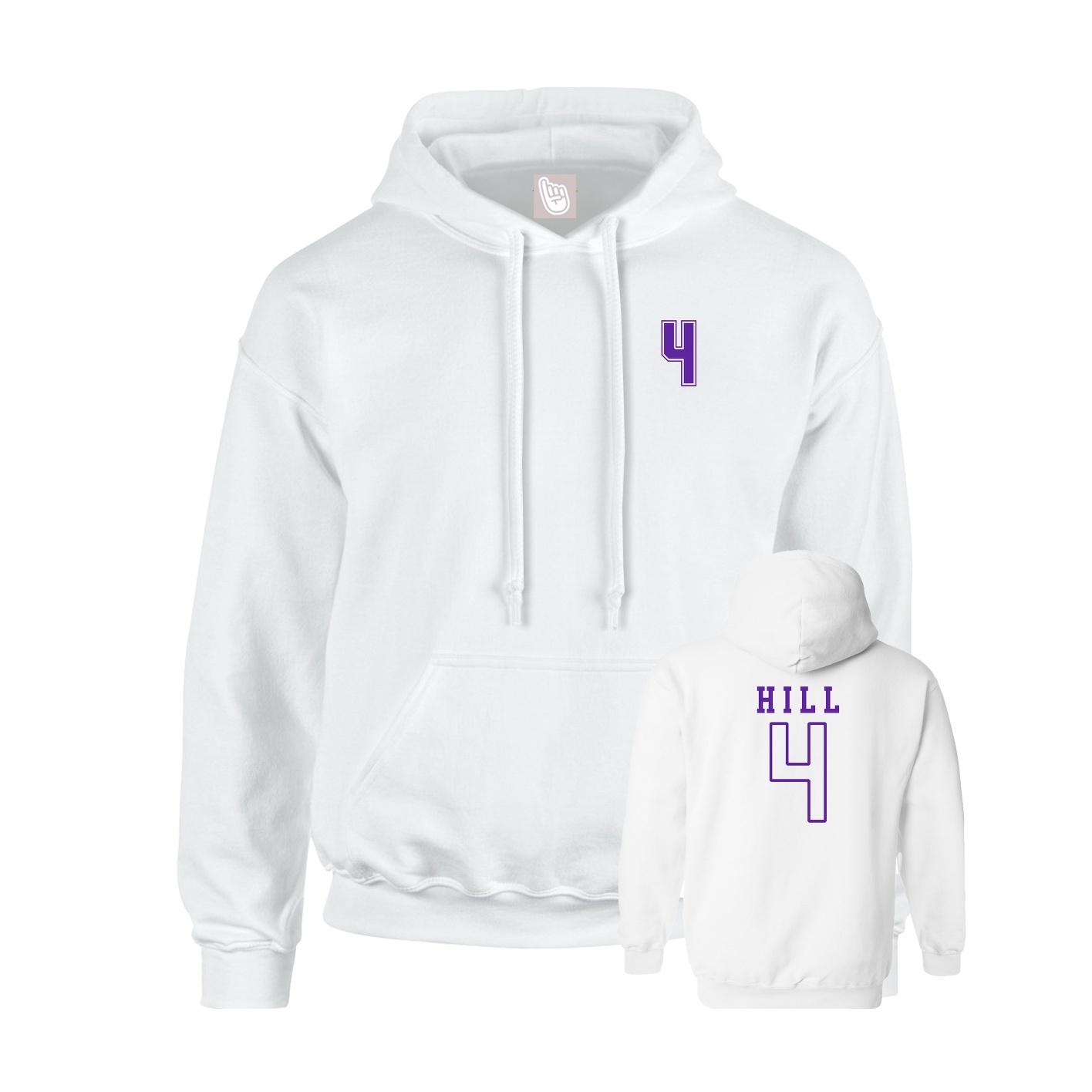 Youth Hoodie — Chest Back in White