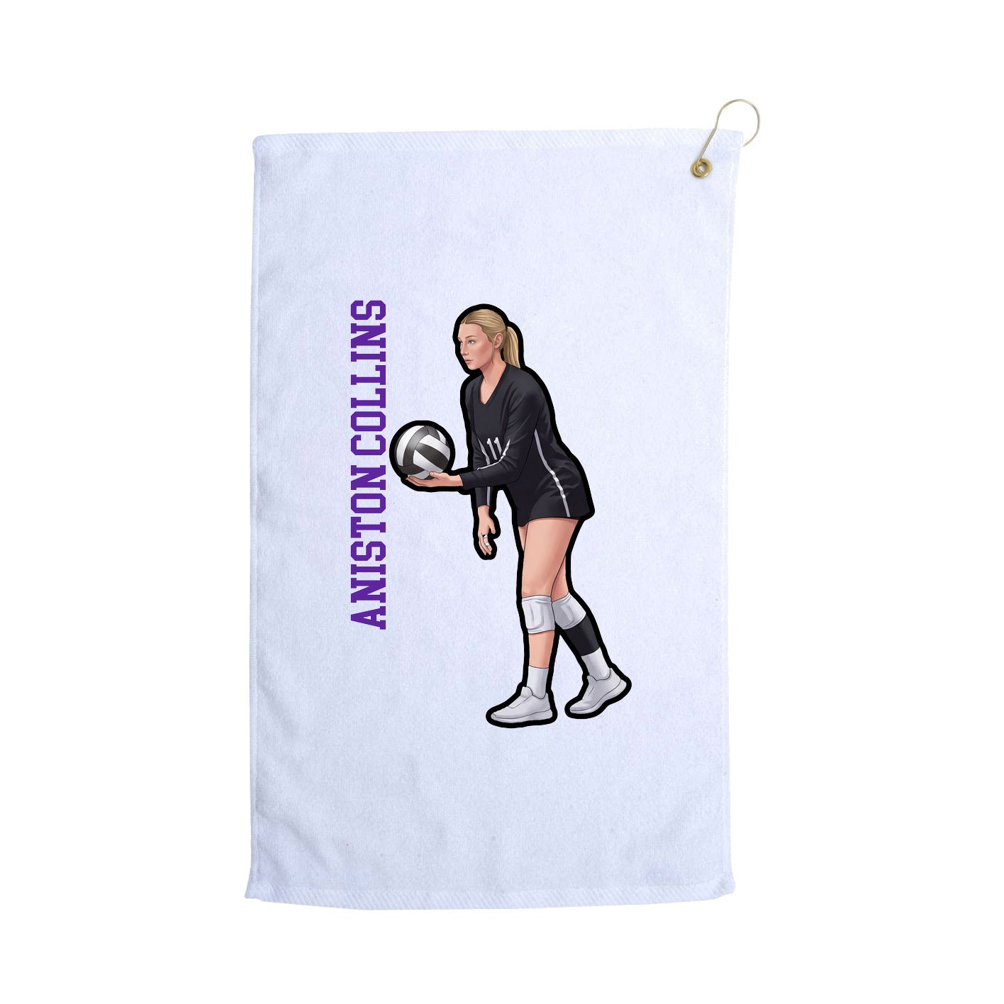 Golf Towel — Name Vertical in White