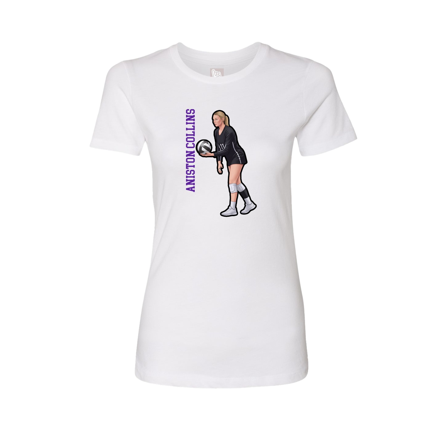 Fitted Women's Tee — Name Vertical in White