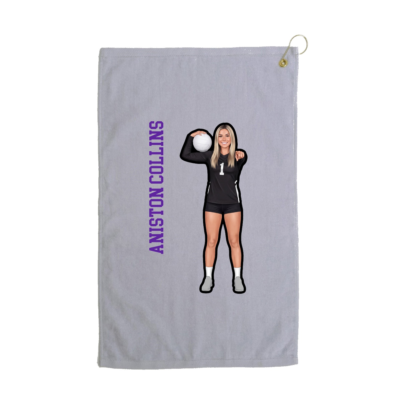 Golf Towel — Name Vertical in Grey