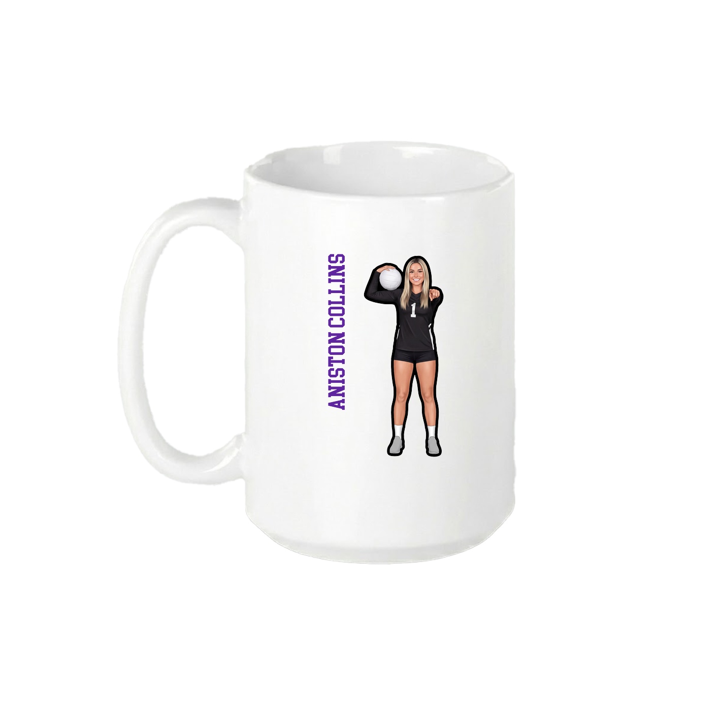 15oz Coffee Mug — Name Vertical in White