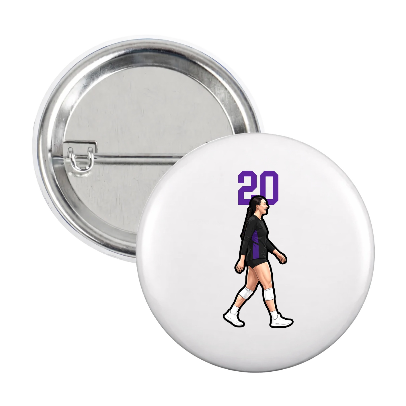 Game Day Button — Number Top in White