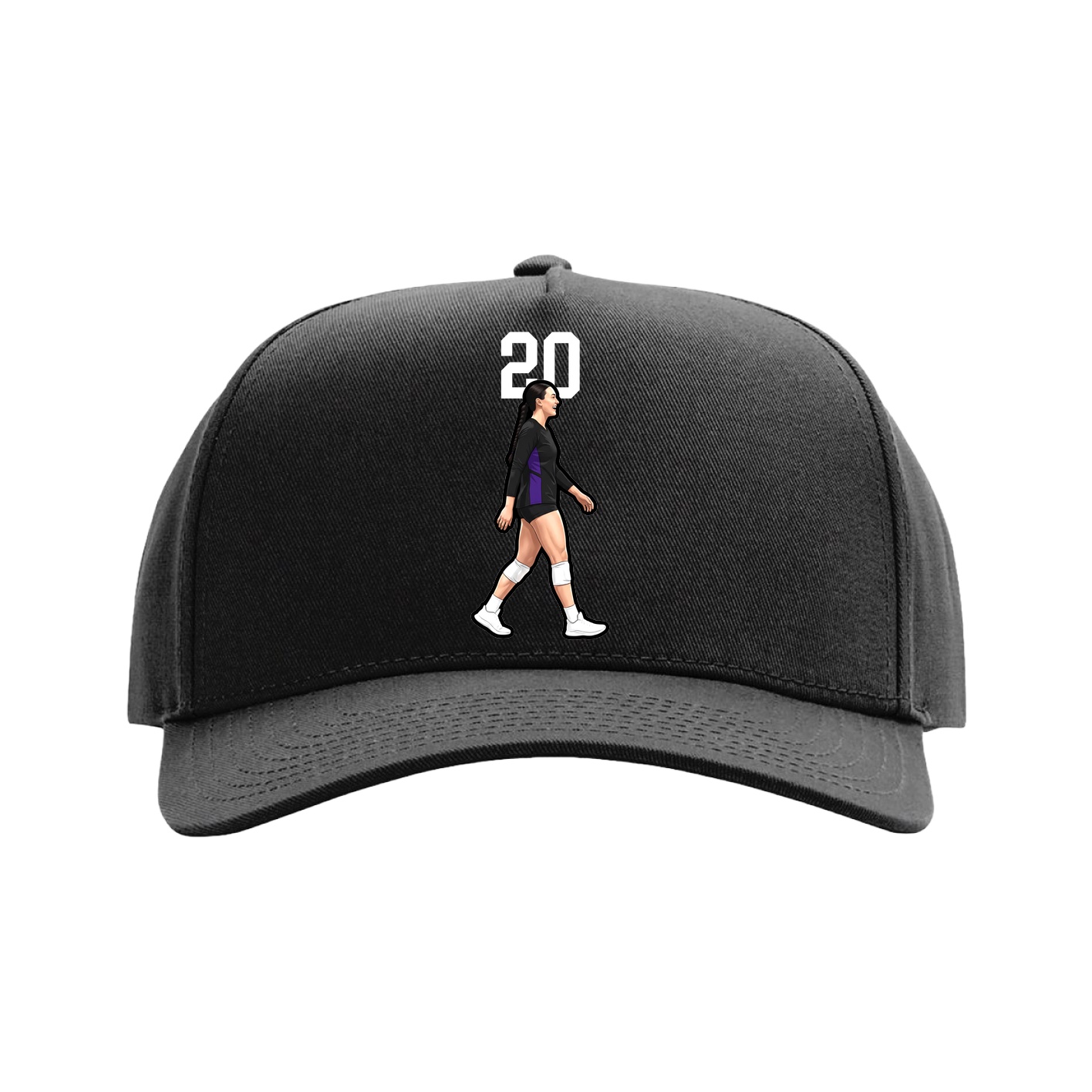 Full Fabric Five-Panel Champ Cap — Number Top in Black