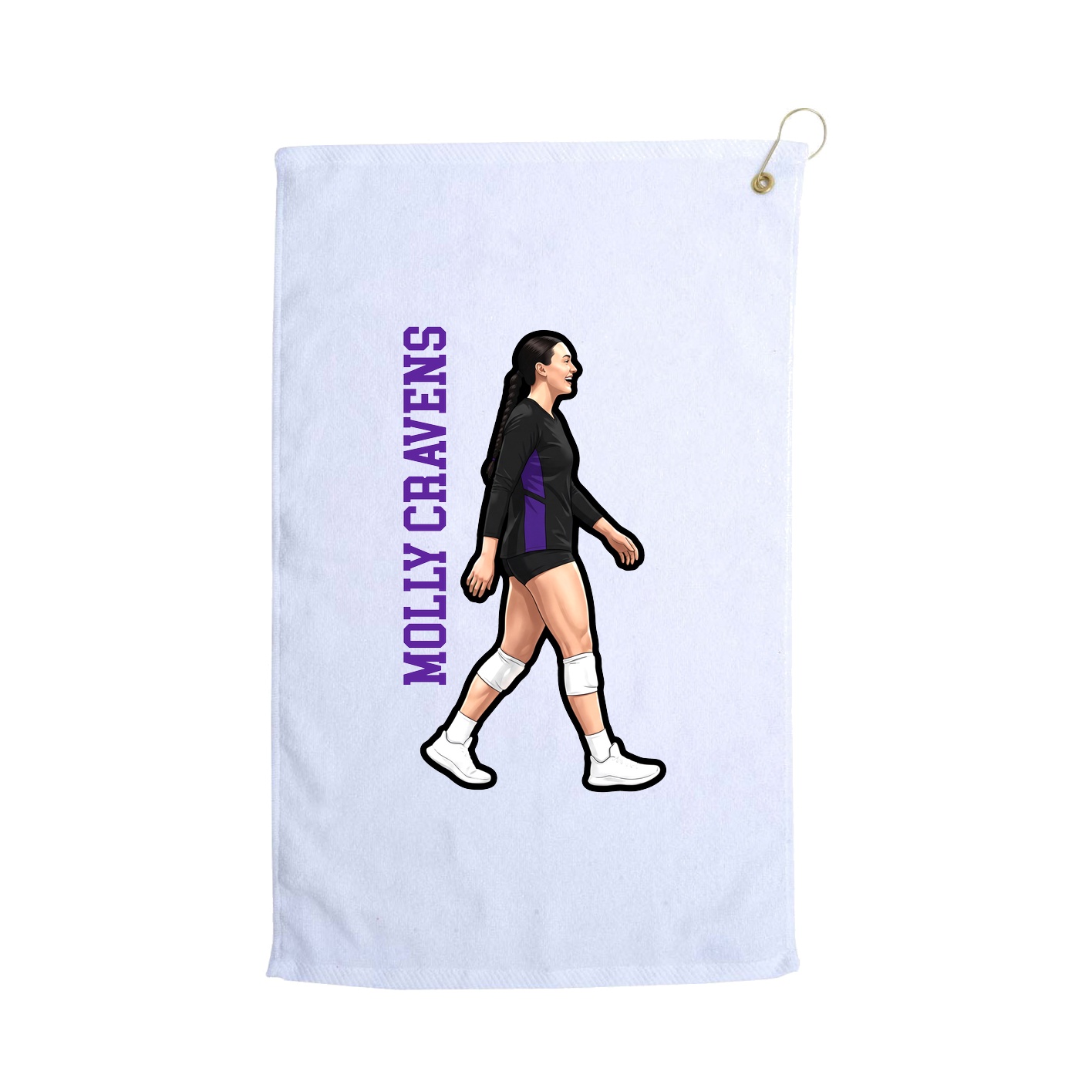 Golf Towel — Name Vertical in White